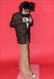 90'S VINTAGE FUNKY OVERSIZED CHECKERED BLAZER IN GREEN/NAVY
