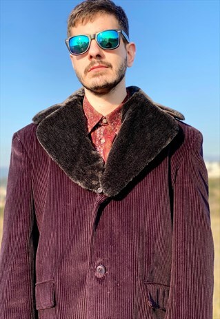 VINTAGE 80'S BURGUNDY CORDUROY COAT