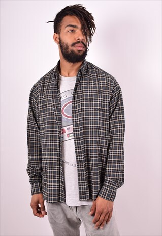 VERSACE MENS VINTAGE SHIRT LARGE GREEN CHECK 90S