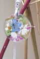 DRIED FLOWER RESIN ROUND NECKLACE WITH 925 SILVER CHAIN