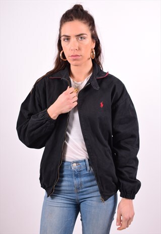 POLO RALPH LAUREN WOMENS VINTAGE HARRINGTON JACKET XL BLACK