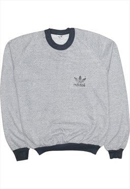 Vintage 90's Adidas Sweatshirt Heavyweight Crew Neck Grey