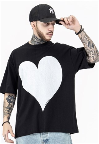 KALODIS VINTAGE HIGH STREET BIG HEART PRINT T-SHIRT