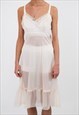 VINTAGE 90S MIDI SLIP DRESS IN BABY PINK FLOATY LACE