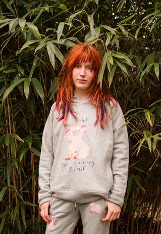 HAND PAINTED PIGGIE HOODIE, ORGANIC