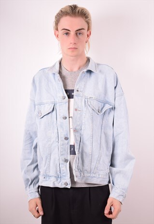 GUESS MENS VINTAGE DENIM JACKET XL BLUE 90S