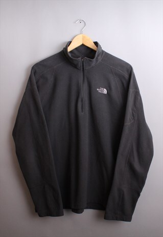 MENS VINTAGE DARK GREY NORTH FACE QUARTER ZIP FLEECE JUMPER