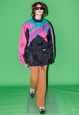 Vintage 90's rave abstract pattern windbreaker jacket