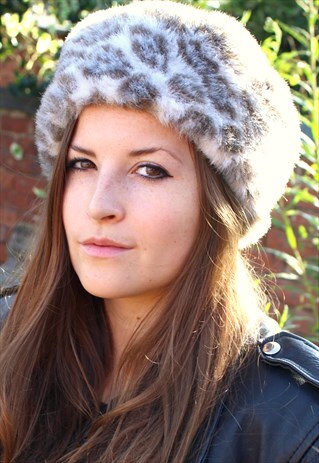 VINTAGE KANGOL FAUX FUR LEOPARD HAT - RARE - CLASSIC RUSSIAN