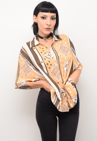 VINTAGE 90'S INDIE FOLK PATTERNED SLOUCHY SHIRT