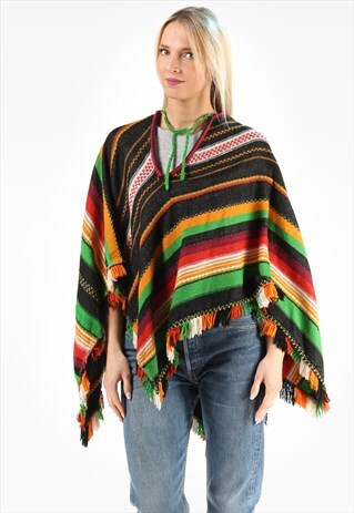 MEXICAN WOOL PONCHO VINTAGE