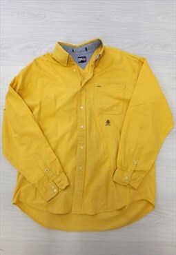 90's Vintage Shirt Yellow Button-Up Smart