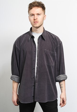 VINTAGE CORDUROY CORD SHIRT GREY