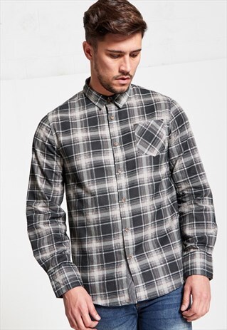 MENS GREY BOLD CHECKED SHIRT