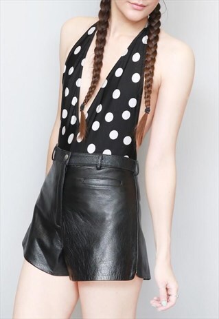 VINTAGE 1980'S BLACK & WHITE SPOT FESTIVAL BODY/SWIMSUIT