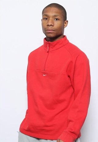VINTAGE NIKE 1/4 ZIP LOGO SWEATSHIRT RED