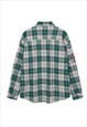 RETRO CHECK SHIRT LONG SLEEVE VINTAGE WASH TOP IN GREEN
