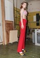VINTAGE Y2K STRIPED FLARE TROUSERS IN RED