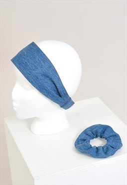 New denim headband and scrunchie set