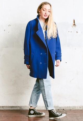 VINTAGE 90S DOUBLE BREASTED BLUE COAT