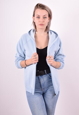ADIDAS WOMENS VINTAGE HOODIE JACKET LARGE BLUE 90'S