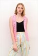 KNITTED CROCHET CUTE ROMANTIC WAISTCOAT VEST GILET VTG