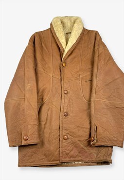 Vintage Suede Leather Flight Jacket Tan Brown Large