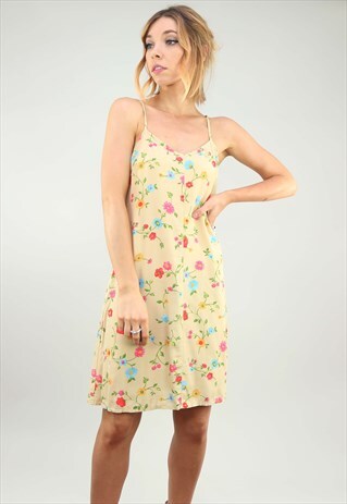 VINTAGE 90S FLORAL PATTERNED SUMMER SLIP DRESS