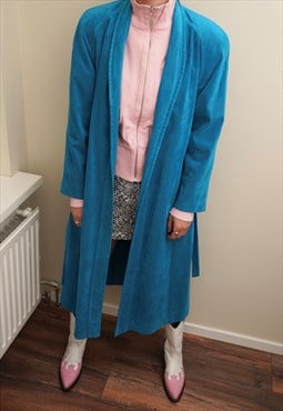 70's Vintage Lilli Ann Turquoise Blue Ultrasuede Wrap Coat