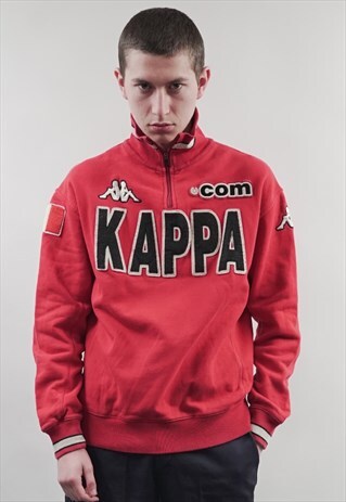 VINTAGE RARE KAPPA RED ZIP-UP OVERSIZED SWEATER