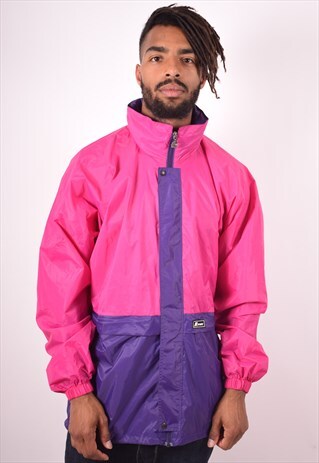 K-WAY MENS VINTAGE RAIN JACKET LARGE PURPLE 90S