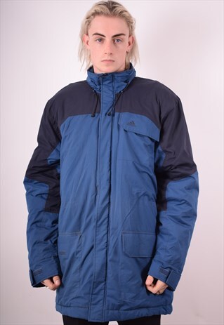 ADIDAS MENS VINTAGE PADDED JACKET LARGE BLUE 90S