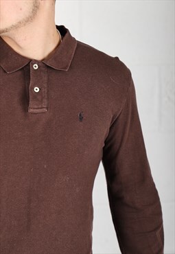 Vintage Polo Ralph Lauren Polo Shirt Brown Long Sleeve XL