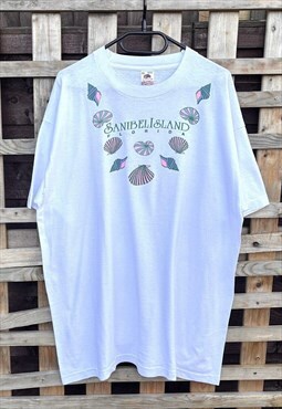Vintage 1990s Sanibel island white tourist T-shirt XL FOTL