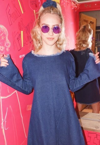 DENIM DRESS FLARED SLEEVES OVERSIZED DRESS LIQOUR N POKER