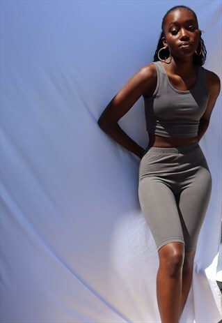 GREY OLIVIA BIKER SHORTS