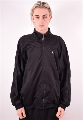 NIKE MENS VINTAGE TRACKSUIT TOP JACKET XL BLACK 90S