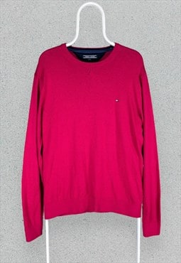 Tommy Hilfiger Pink Jumper Cotton Linen Mens XL