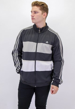 VINTAGE ADIDAS STRIPED JACKET IN BLACK
