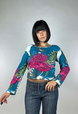 Vintage 00s Long Sleeve Floral Top 