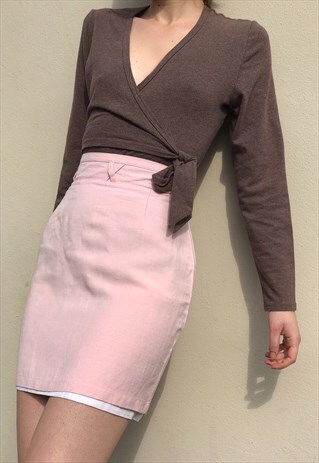 HIGH WAIST VISCOSE AND LINEN BLEND MINI SKIRT