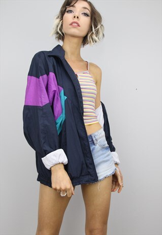 VINTAGE 80S 90S OVERSIZED SHELL SUIT FESTIVAL JACKET