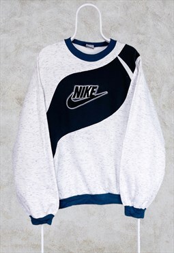 Vintage Reworked Nike Sweatshirt Spell Out Grey XL