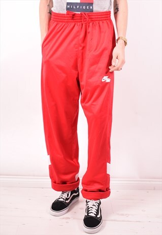 NIKE MENS VINTAGE TRACKSUIT TROUSERS XL RED 90S