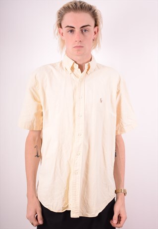 POLO RALPH LAUREN MENS VINTAGE SHIRT MEDIUM OFF WHITE 90S