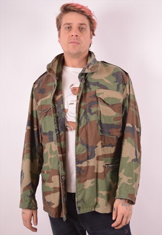MENS VINTAGE MILITARY JACKET LARGE MULTI 90S