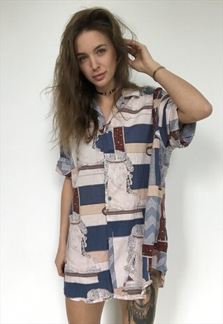 PATTERNED OVERSIZED RETRO VINTAGE UNISEX FESTIVAL SHIRT. ALL
