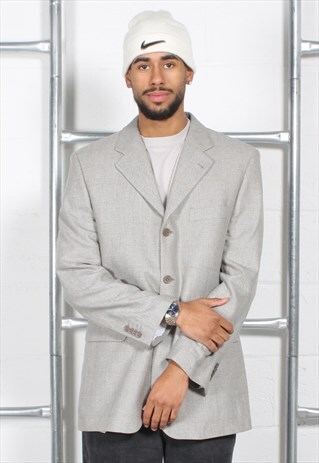 VINTAGE LACOSTE BLAZER IN GREY SMART SUIT JACKET LARGE