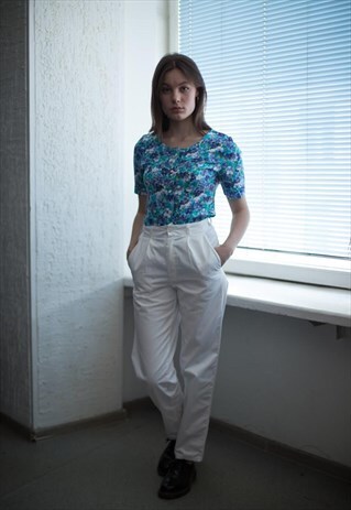 VINTAGE 80'S WHITE HIGH WAISTED TROUSERS
