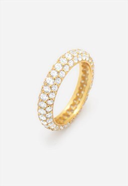 Gold Dome Ring For Stacking With Cubic Zirconia Stones